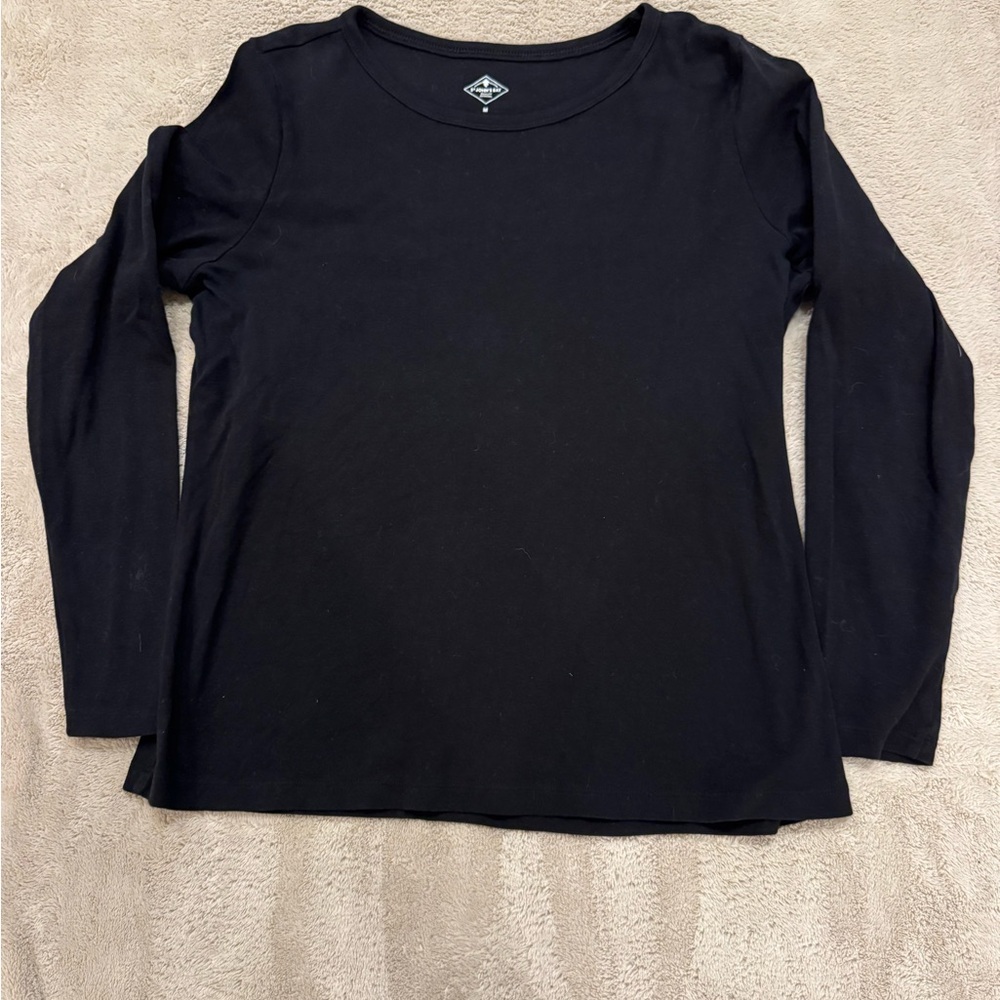 Women’s St. John’s Bay Black Long Sleeve Cotton Tee  Size medium